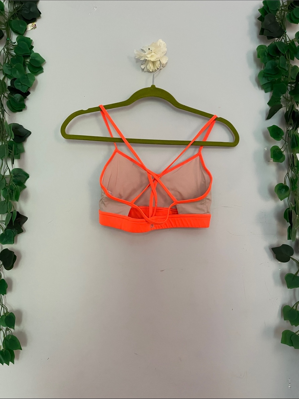 ALO Yoga Nude Bralette with Neon Orange Straps
